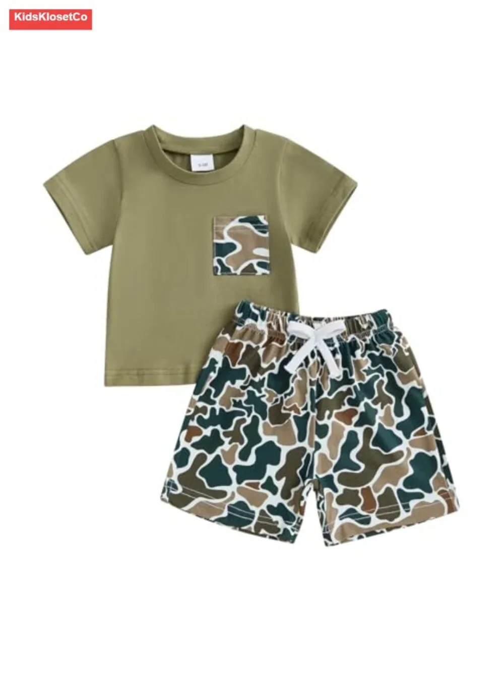 Toddler Boy Camo Duck Embroidery T-Shirt and Shorts Set